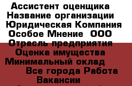 Ассистент оценщика › Название организации ­ Юридическая Компания Особое Мнение, ООО › Отрасль предприятия ­ Оценка имущества › Минимальный оклад ­ 30 000 - Все города Работа » Вакансии   . Архангельская обл.,Северодвинск г.